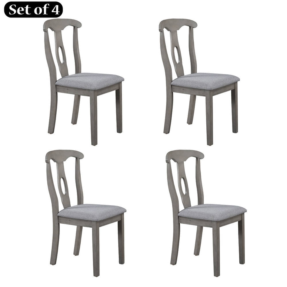 Rustic Wood Padded Dining Chairs for 4  Grey