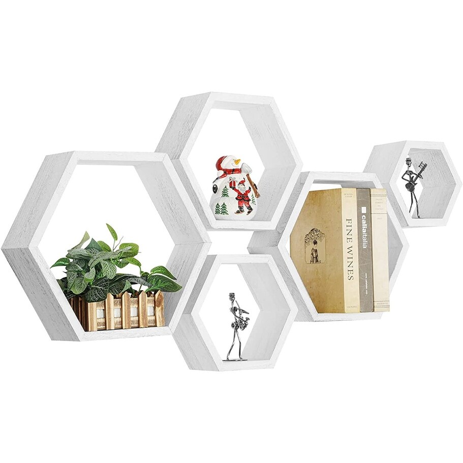 Wall Mounted Hexagon Floating Shelves