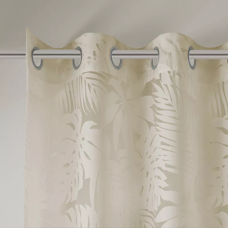 Madison Park 1-Panel Kauna Palm Leaf Sheer Grommet Window Curtain