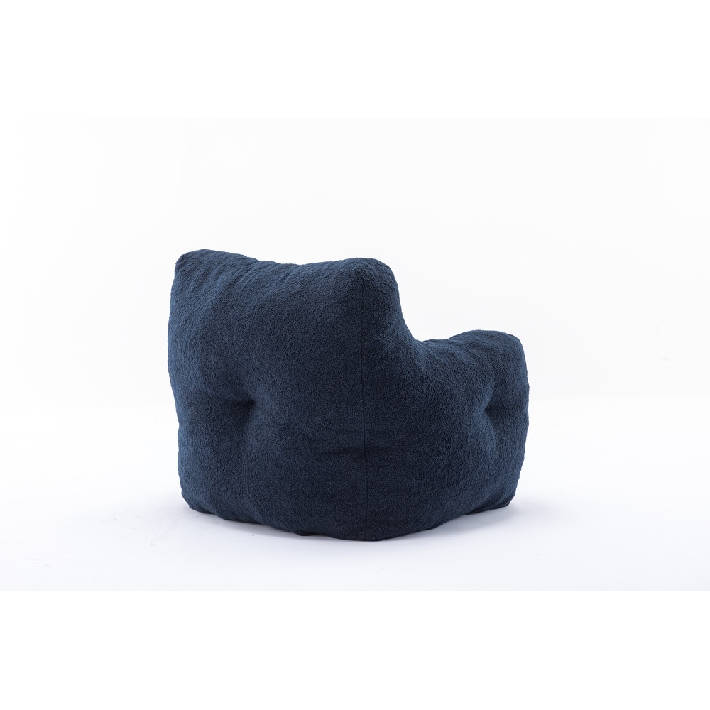 Soft Tufted Foam Bean Bag Chair With Teddy Fabric Bean For Living Room