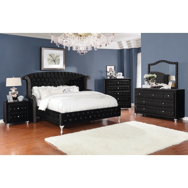 Audrey 2-piece Upholstered Tufted Bedroom Set with Nightstand - - 34936354