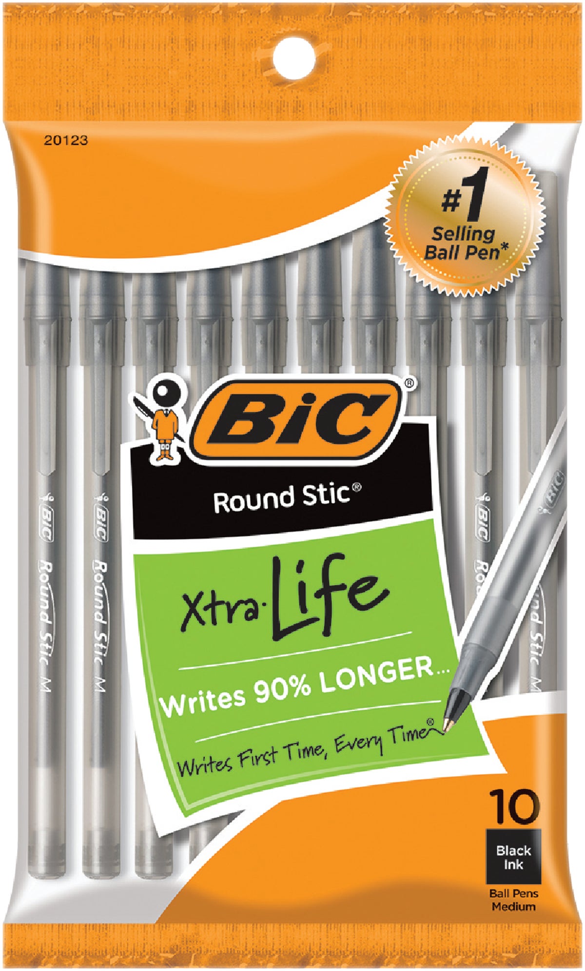 Bic Round Stic Ball Pen Medium Point Black