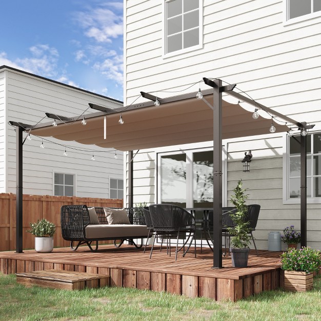 Outsunny Outdoor Retractable Pergola Canopy Aluminum Patio Pergola Backyard Shade Shelter For Porch Party Garden Grill Gazebo