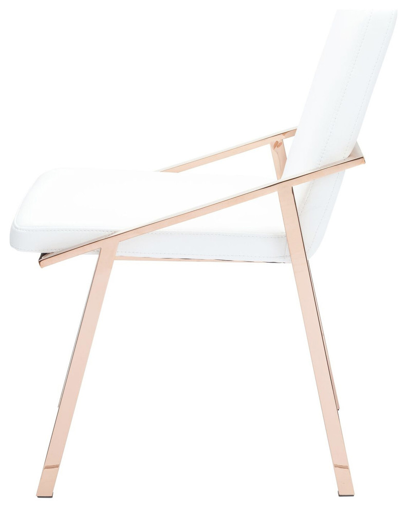 Nuevo Nika Faux Leather Dining Side Chair in White and Rose Gold   Modern   Dining Chairs   by Homesquare  Houzz