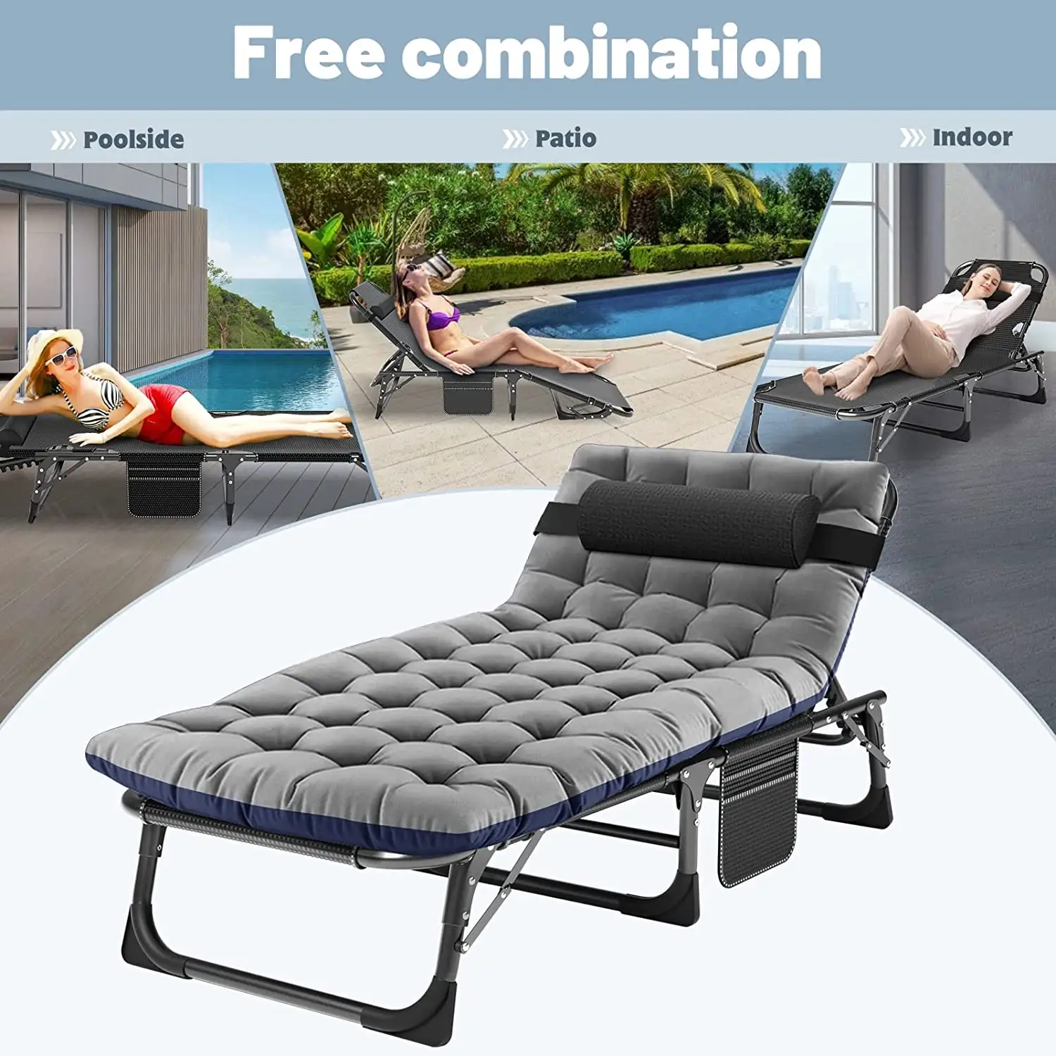 Superior Quality Comfortable Camping Cot Bed Adult Camp Bed Multifunctional Reclining Chair Foldable Office Single Bed