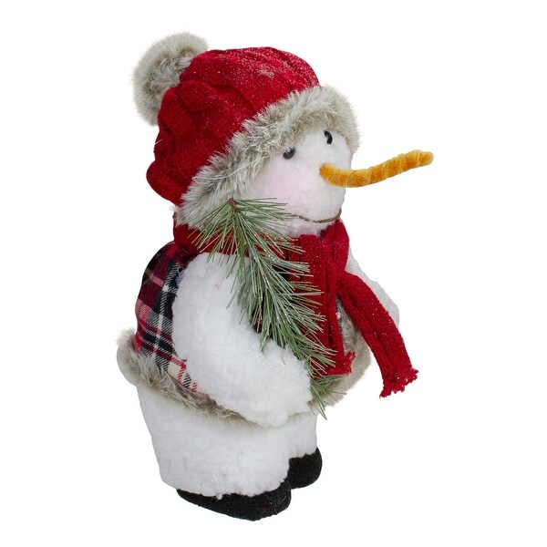 10 Plush Snowman Wearing Plaid Vest and Hat Christmas Figure