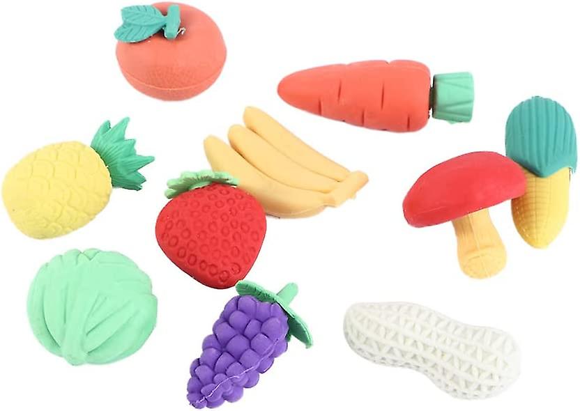 10pcs Puzzle Erasers Correction Classroom Prizes Vegetables Miniature Removable Novelty Erasers Colorful Mini Fruits