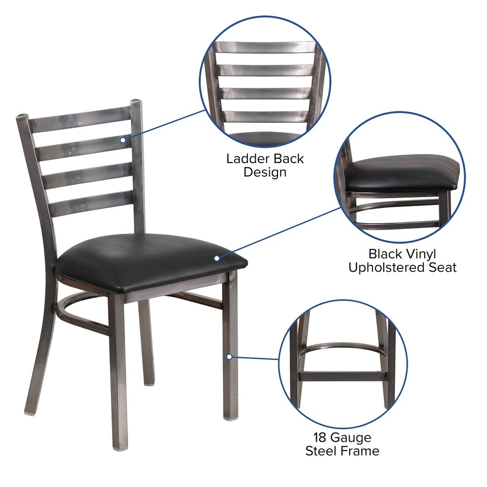 Clear Coated Ladder Back Metal Restaurant Chair   16.5\