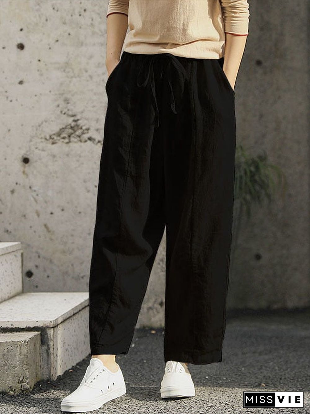 Women'S Solid Color Casual Wide Leg Pants