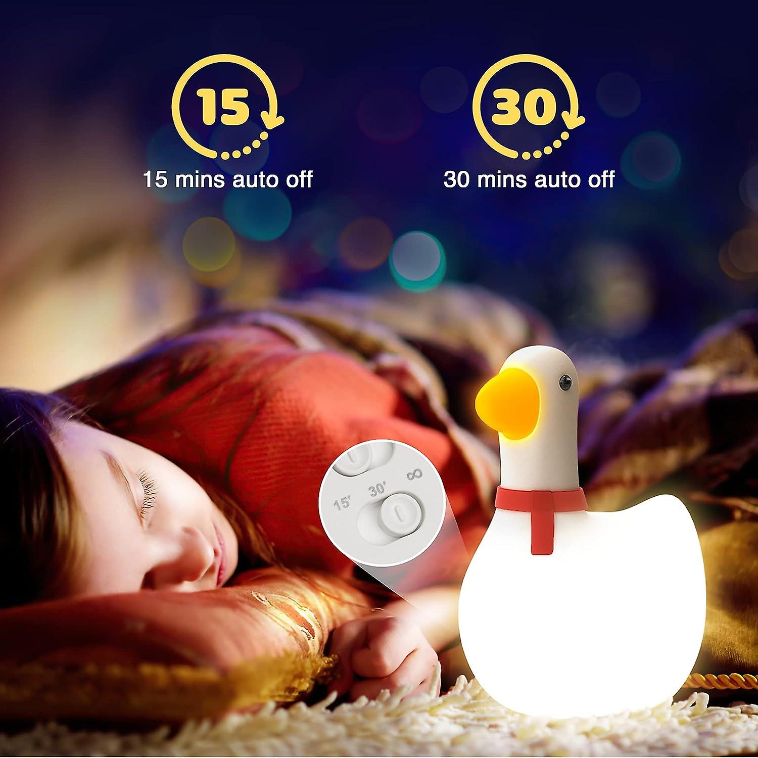 Swing Duck Night Light， Cute Dcuk Night Light With Timer， Squishy Silicone Duck Lamp， Portable Dimmable Nursery Night Light For Baby Kids Women Bedroo