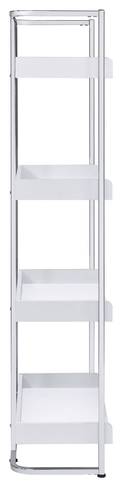 Ember 4 shelf Bookcase White High Gloss and Chrome   Modern   Bookcases   by Modon  Houzz