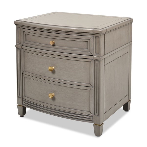 Dauphin Grey Cashmere 3-Drawer Rubber Wood Gold Accent End Table