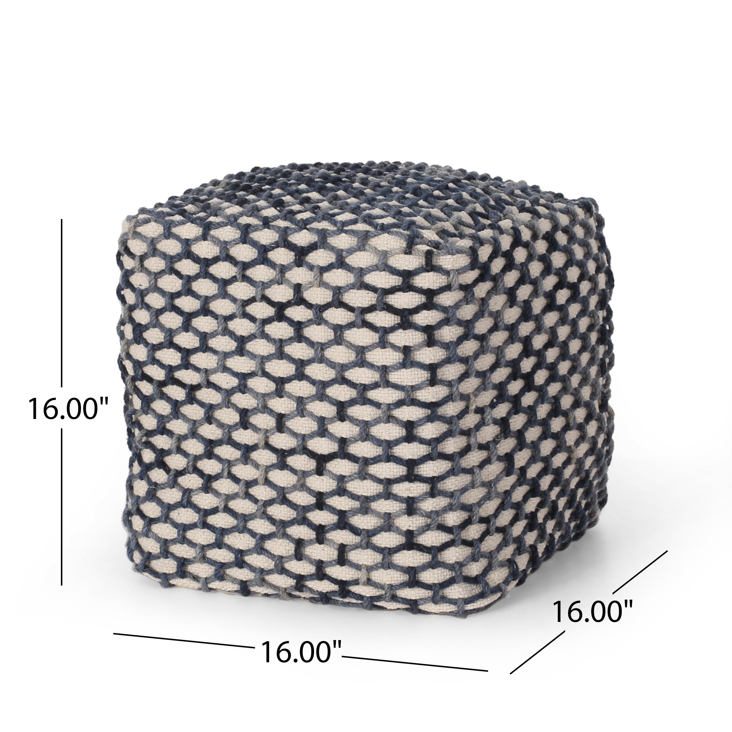 Jobe Boho Wool and Cotton Pouf