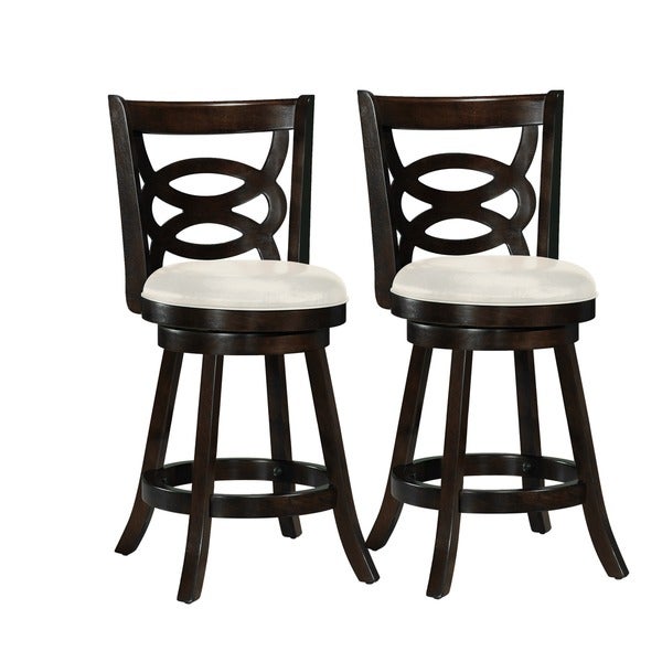 Copper Grove Delnice Counter-height Barstool with White Leatherette Seat (Set of 2)