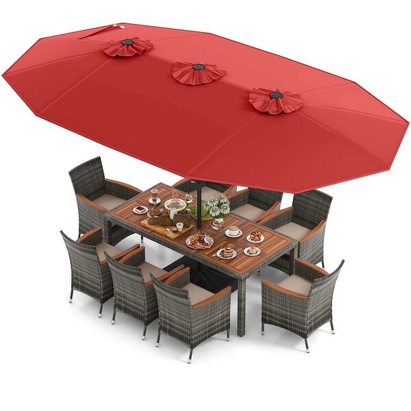 Costway 10 Pieces Patio Wicker Dining Set with DoubleSided Patio