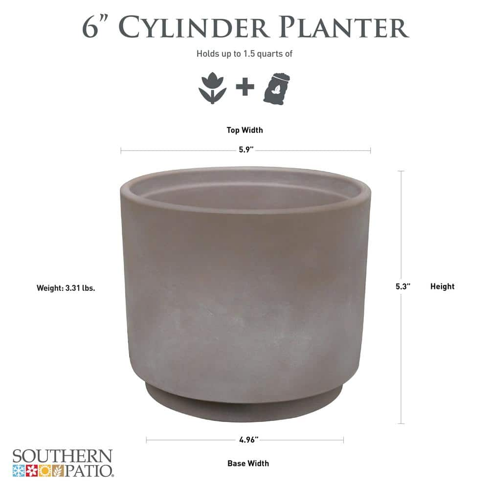 Southern Patio Cylinder Small 6 in. x 5.3 in. 1.5 Qt. Chocolate Clay IndoorOutdoor Pot CLY-082958