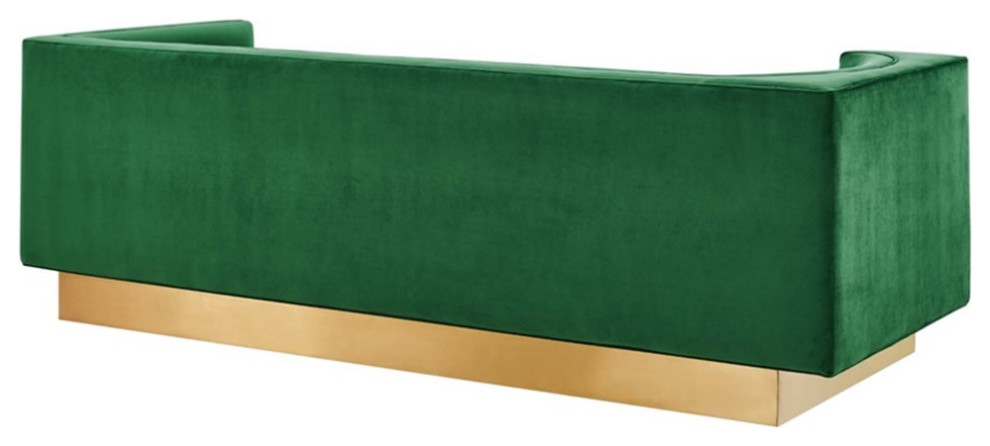 Modway Eminence Modern Performance Velvet Upholstered Sofa in Green/Gold   Contemporary   Sofas   by Homesquare  Houzz