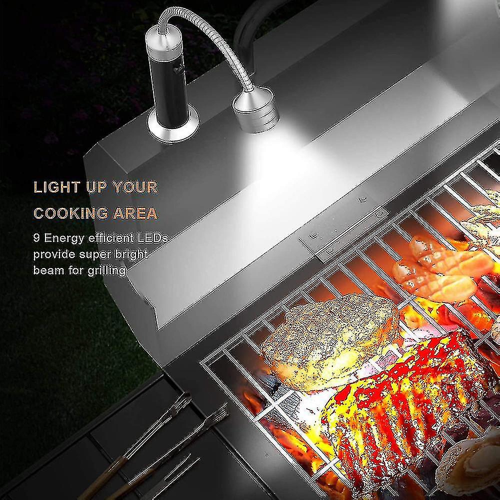 2pcs Grill Light， Magnetic Grill Lamp On Both Sides， 9 Leds Bbq Light