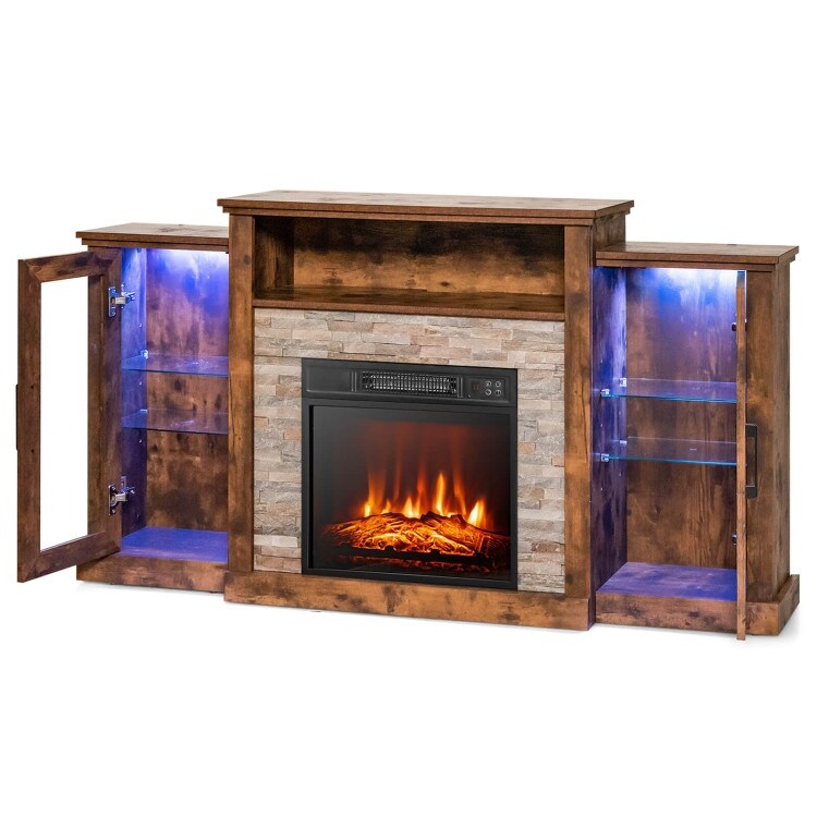 FireplaceTV Stand with 16 Color Led Lights for TVs up to 65 Inch   59\