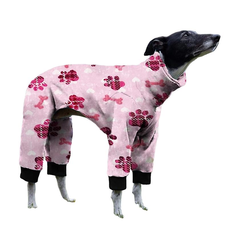 Dog Pajamas Medium Large Dog Paw Printed Greyhound Pajamas Jumpsuit Bodysuit -pink X Large