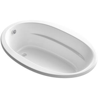 KOHLER Sunward 66 in. x 42 in. Oval Soaking Bathtub with Left-Hand Drain in White K-6346-0