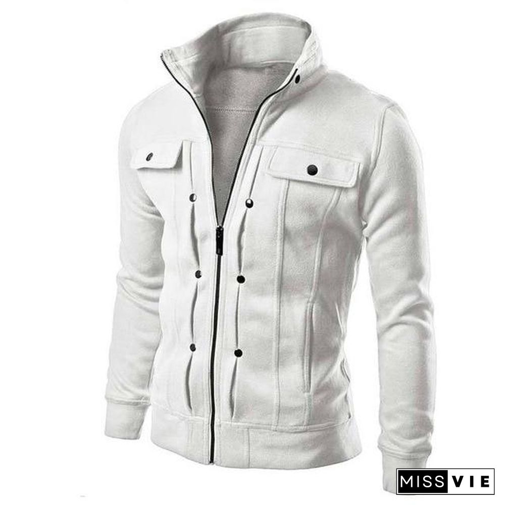 Quality Brand Button JACKET COAT Men Fashion Tracksuit Sweatshirt Male Cardigan