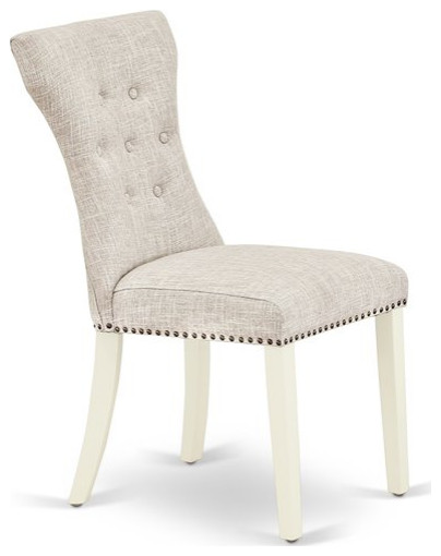 East West Furniture Gallitin 41 quotFabric Dining Chairs in White/Gray (Set of 2)   Transitional   Dining Chairs   by Homesquare  Houzz