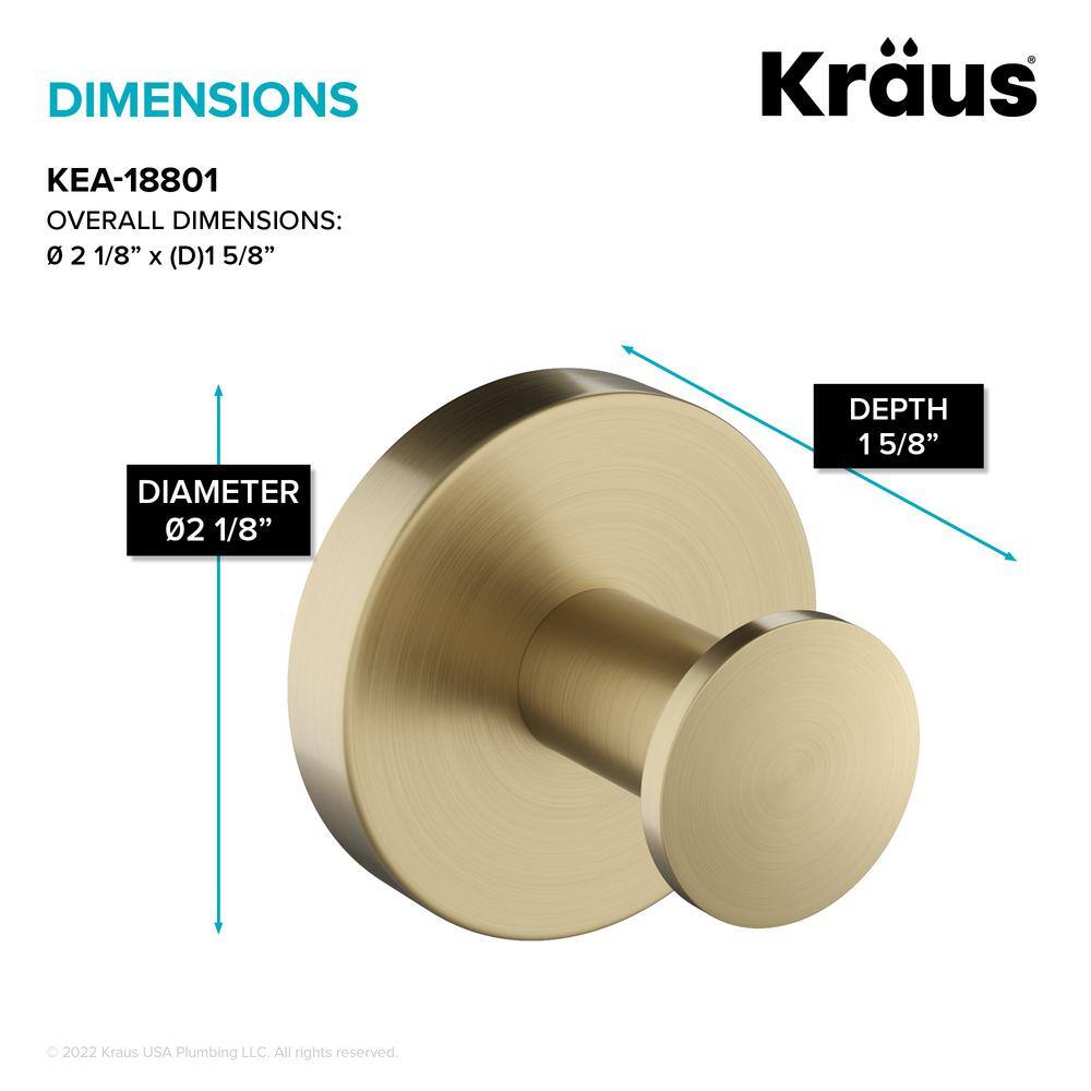 KRAUS Elie Bathroom Robe and Towel Hook in Brushed Gold KEA-18801BG