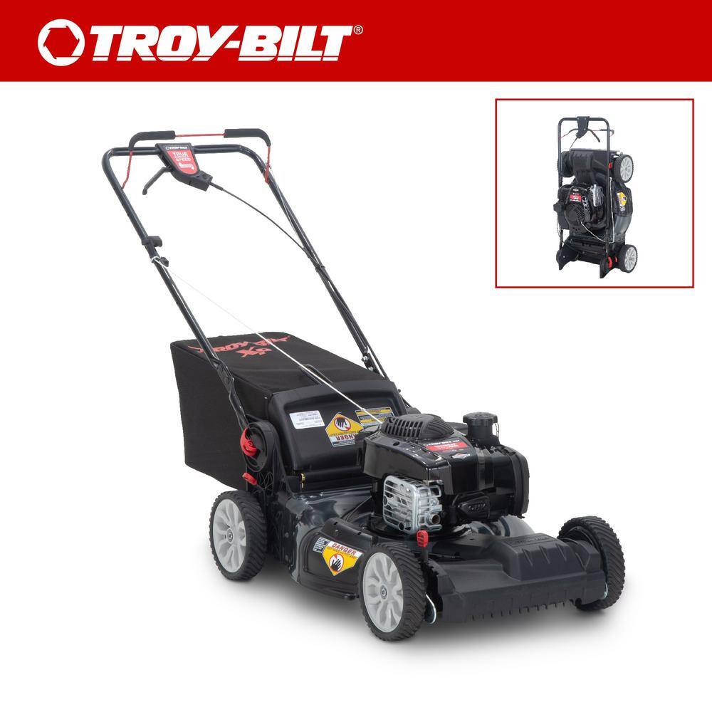 Troy-Bilt XP 21 in. 150 cc Vertical Storage Briggs and Stratton ReadyStart Series Gas Engine 3-in-1 FWD Self Propelled Lawn Mower TB220B XP Space Savr