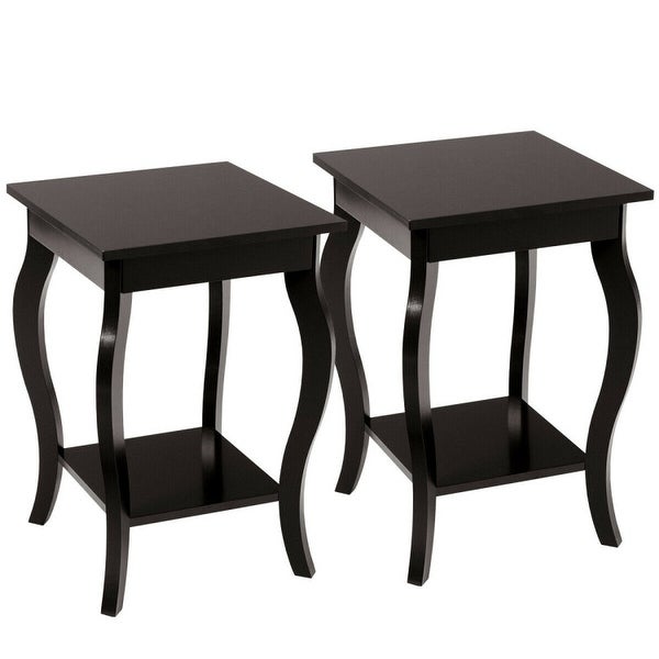 Set of 2 Side Table End Table Night Stand with Shelf - 16