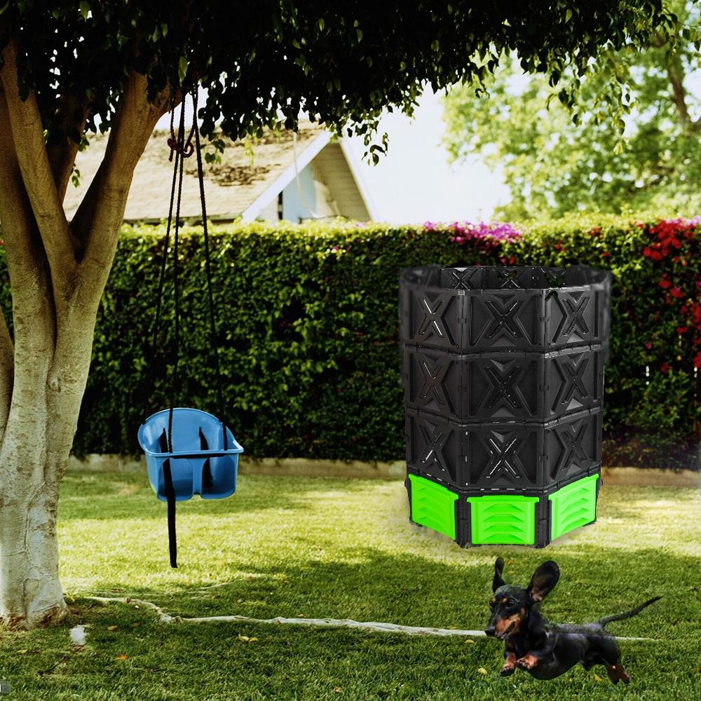 XXL Large Compost Bin Outdoor- 190G/143G-Easy Assembly-No Screws-BPA Free-Sturdy& Durable-Green Door