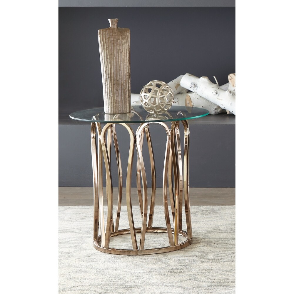 Coaster Furniture Monett Chocolate Chrome and Clear Round End Table