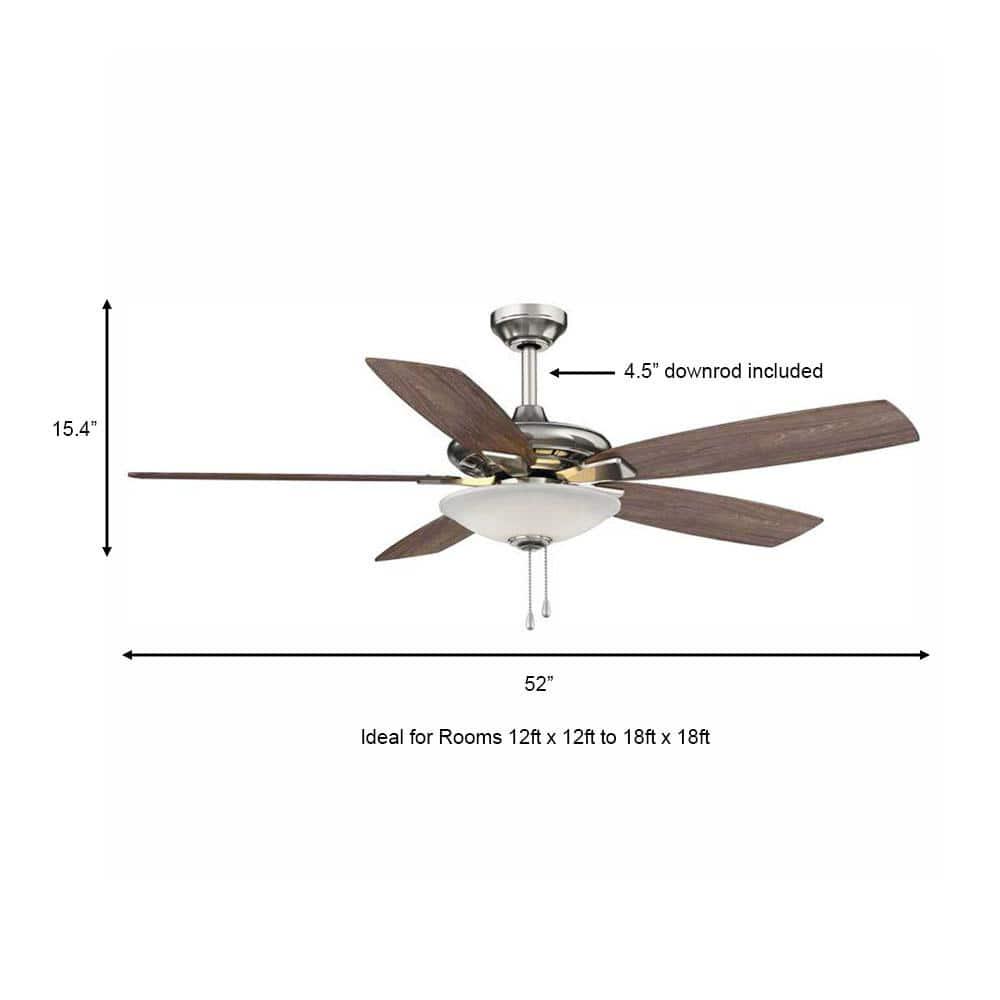 Hampton Bay Menage 52 in Integrated LED Indoor Low Profile Brushed Nickel Ceiling Fan with Light Kit