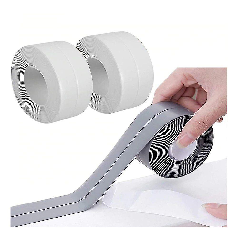 Waterproof Sealing Tape， 3 Pcs Waterproof Sealing Tape For Shower Self Adhesive Edge Protection Strip (white+gray)