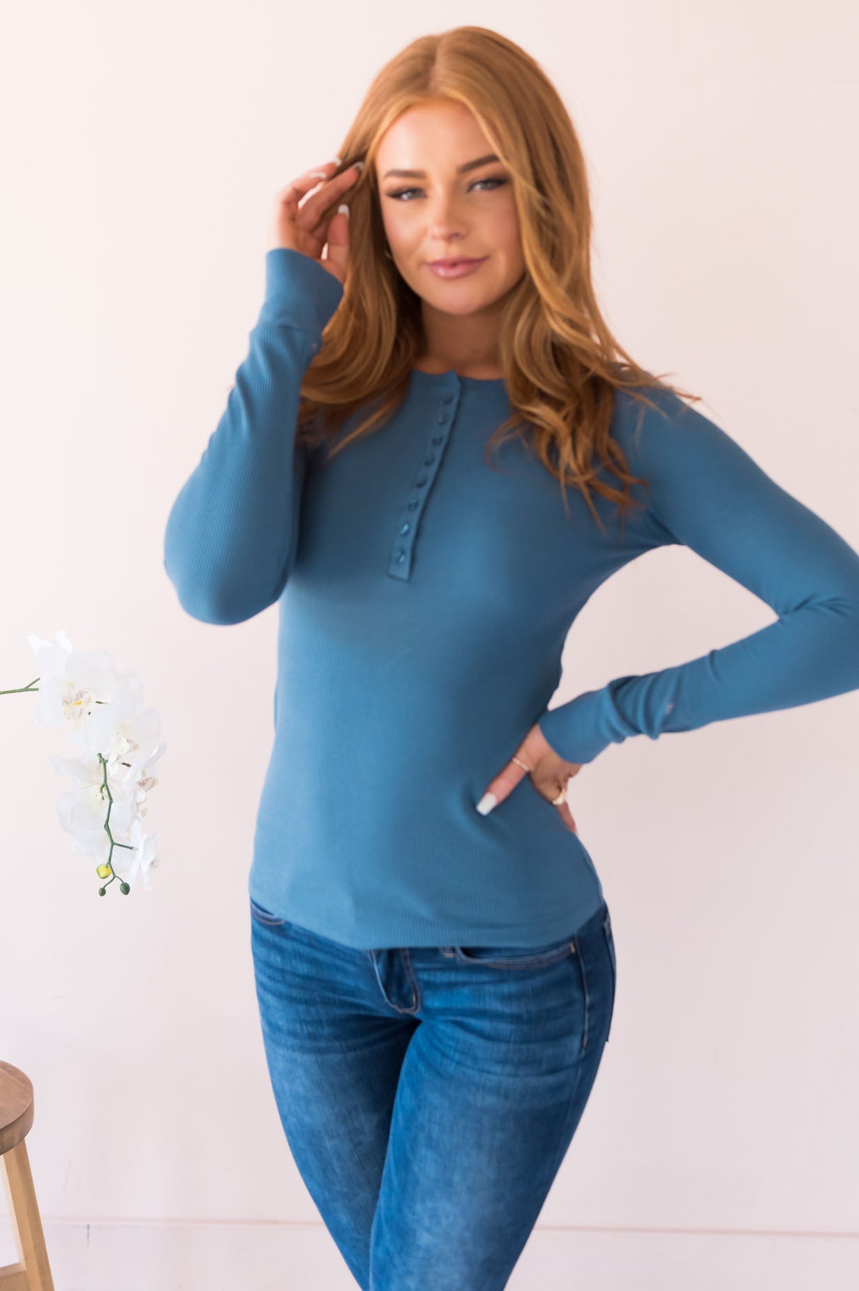 Changing Skies Modest Thermal Henley Top