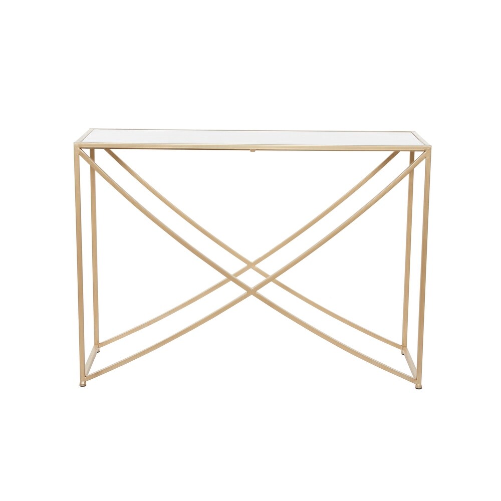 Gold Metal Contemporary Console Table   42 x 15 x 30