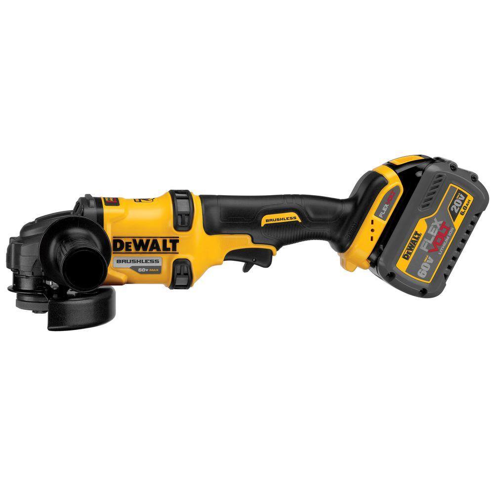 DW FLEXVOLT 60V MAX Cordless Brushless 4.5 in. Angle Grinder with Kickback Brake and (1) FLEXVOLT 6.0Ah Battery DCG414T1