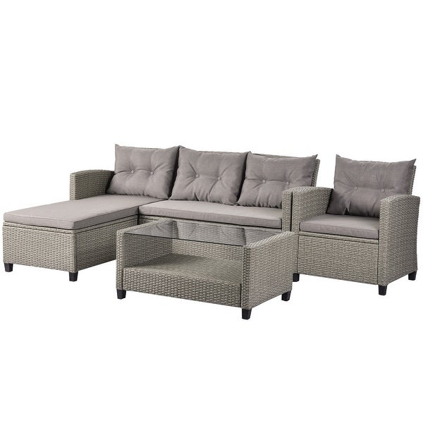 4-Piece Patio Furniture Outdoor Sectional Sofa Set - Overstock - 35649487