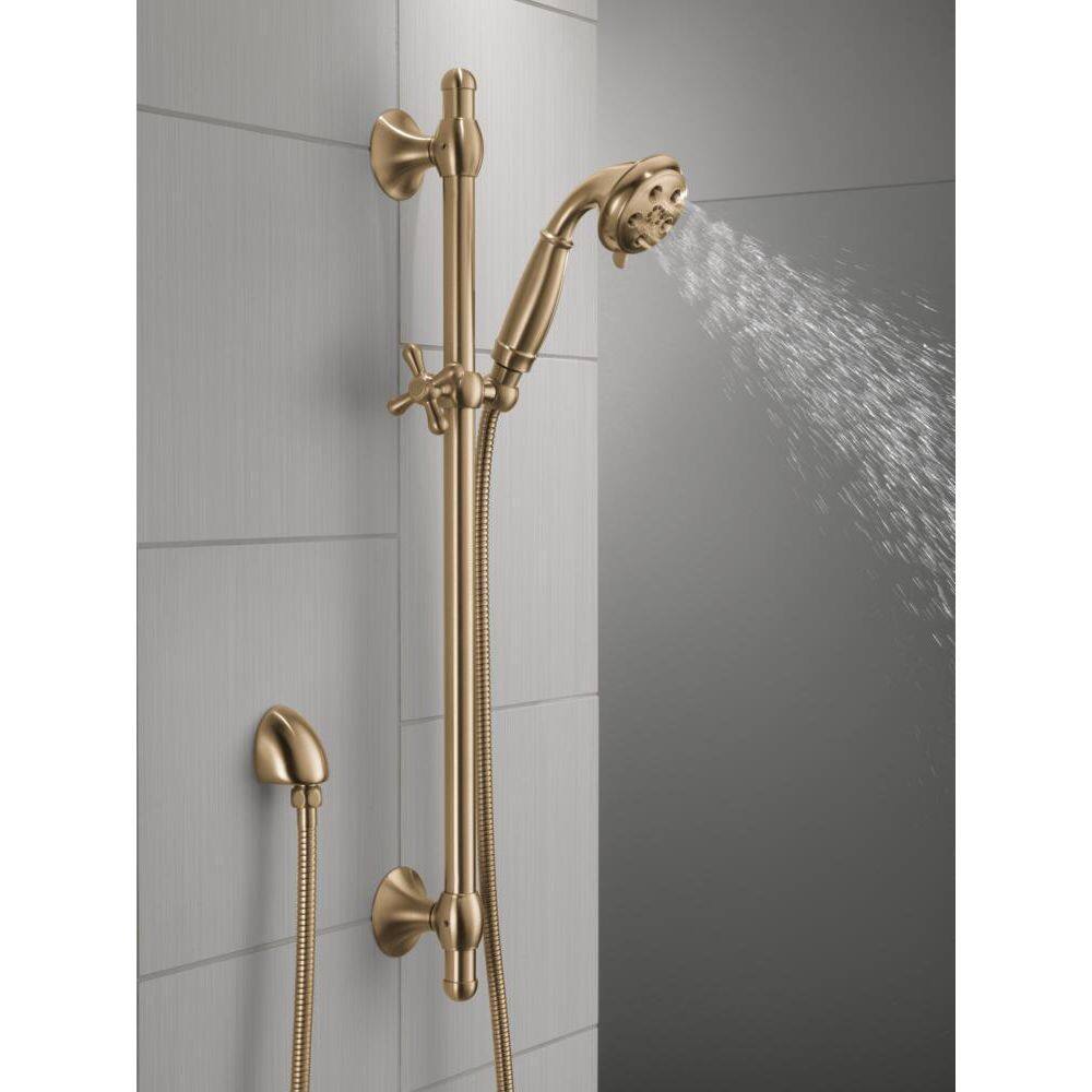 Delta 3-Spray Patterns 1.75 GPM 3.34 in. Wall Mount Handheld Shower Head with Slide Bar and H2Okinetic in Champagne Bronze 51308-CZ