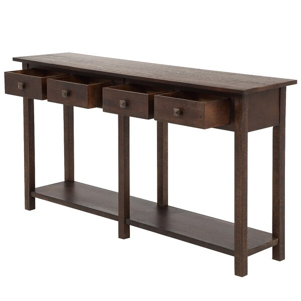 Nestfair Rustic Console Table with 4 Drawers and Shelf