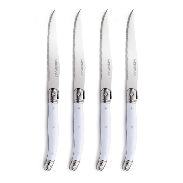 Farberware 4pc Laguiole Steak Knife Set White silver