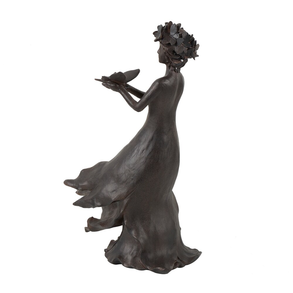 Dark Gray Resin Woman Sculpture