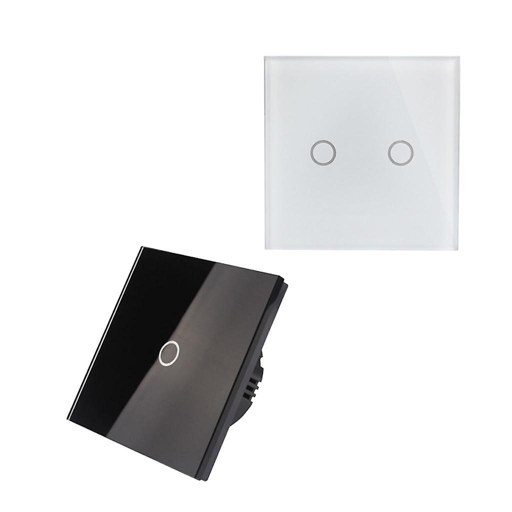 2 Pcs 2 Gang 1 Way Led Crystal Glass Panel Light Eu Uk Touch Screen Switch