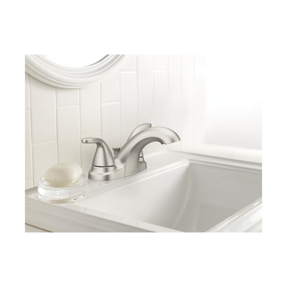 Moen Adler Bathroom Faucet 4 Brushed Nickel Two Handle ;