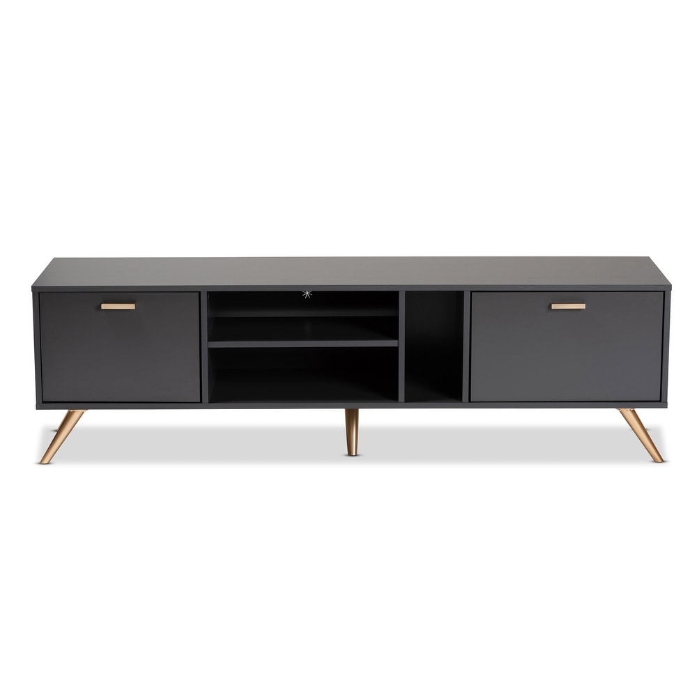 Kelson Modern Dark Grey and Gold Finished Wood TV Stand