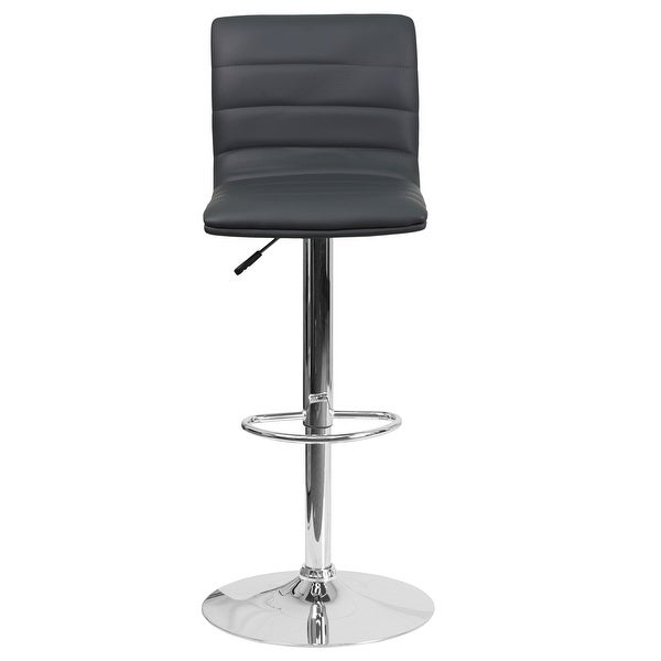 Modern Vinyl Adjustable Height Barstool with Horizontal Stitch Back - 16