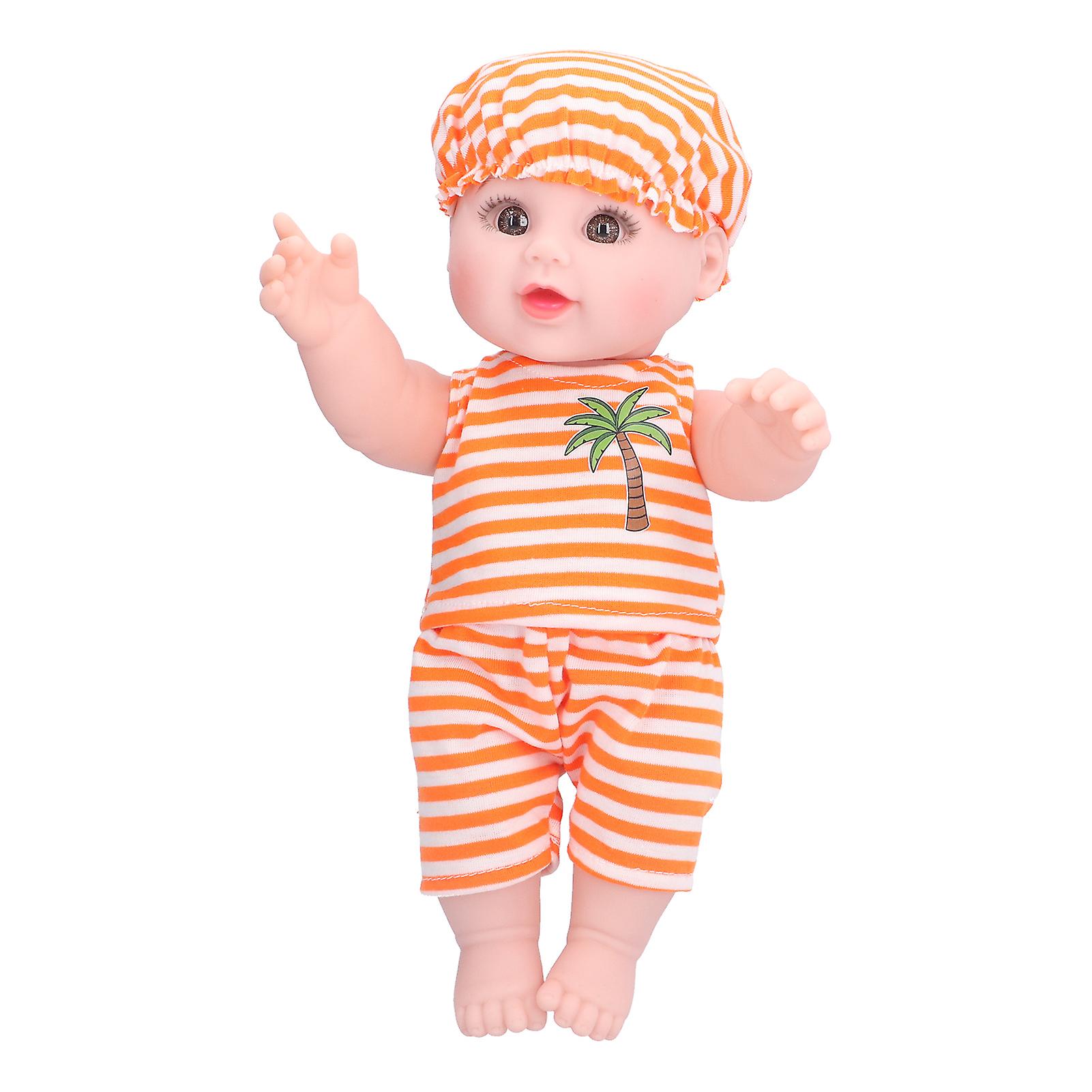 Interactive Baby Doll Soft Vinyl Body Newborn Baby Doll Simulation Baby Doll Orange