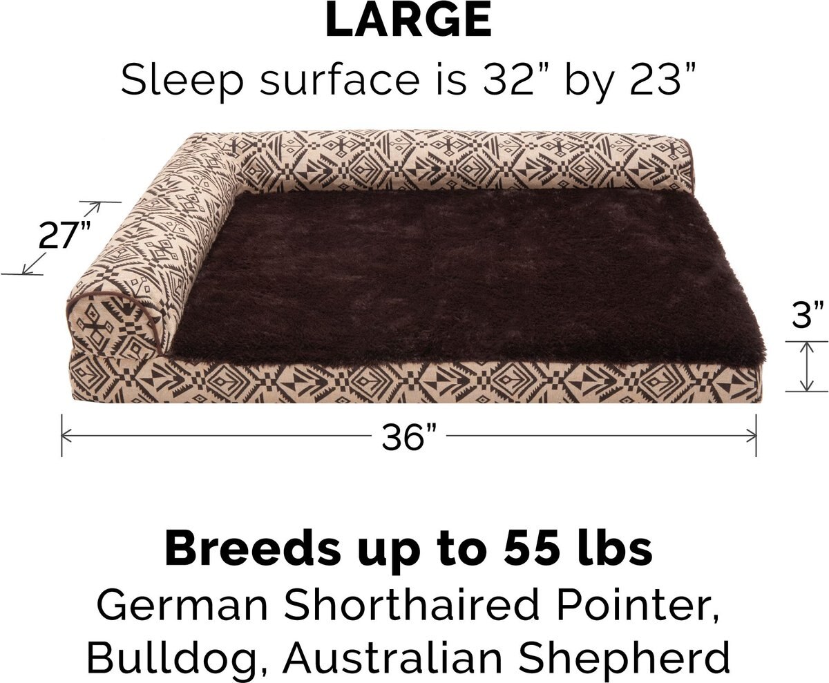 FurHaven Southwest Kilim Memory Foam Deluxe Chaise Dog and Cat Bed