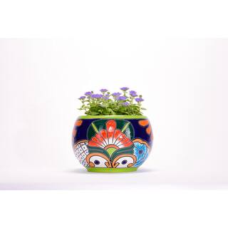 Evergreen 9 in. Green Detailed Talavera Ceramic Baul 2CG812