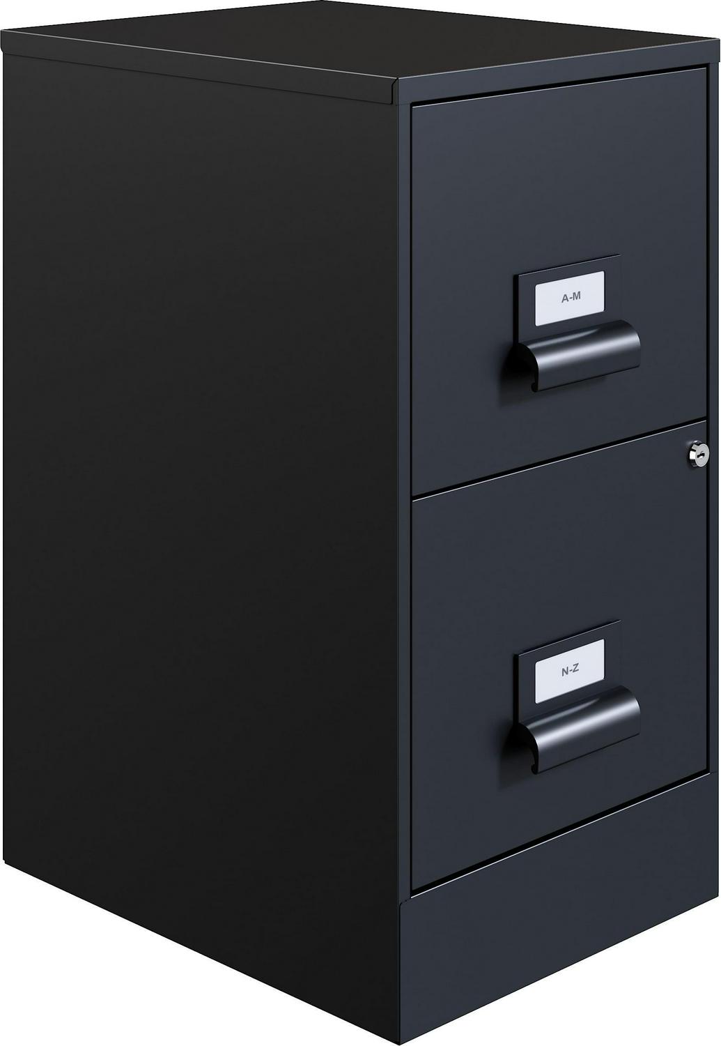 Space Solutions 18 Deep 2 Drawer Premier Letter Width Vertical File Cabinet， Locking， Black